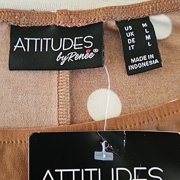 Attitudes by Renee Tall Flutter Maxi Dress Brown Polka Dot Size Medium Tall NWT - Picture 3 of 7